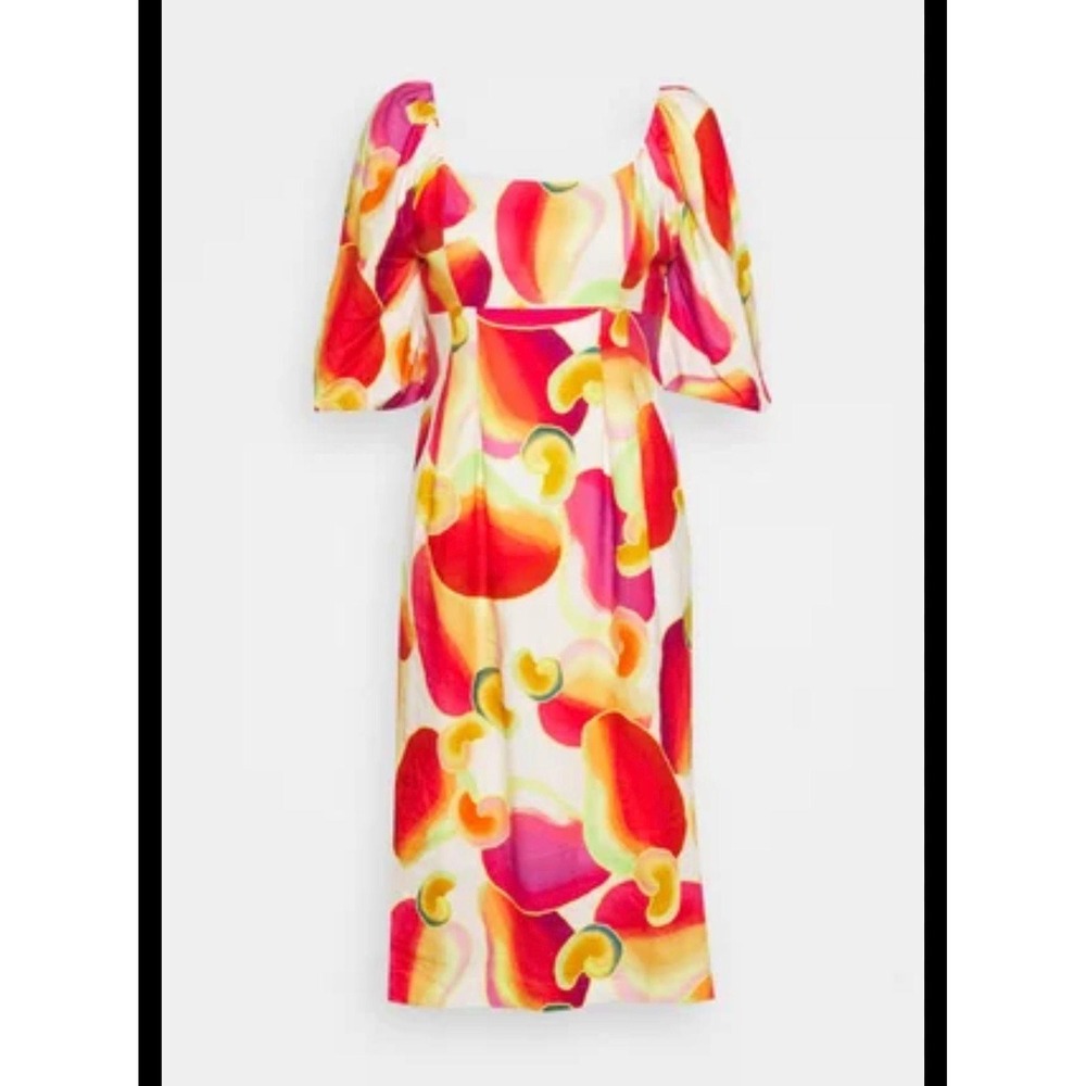 Farm Rio Colorful Abstract Puff Sleeve Mini Dress Size M New - Picture 3 of 7